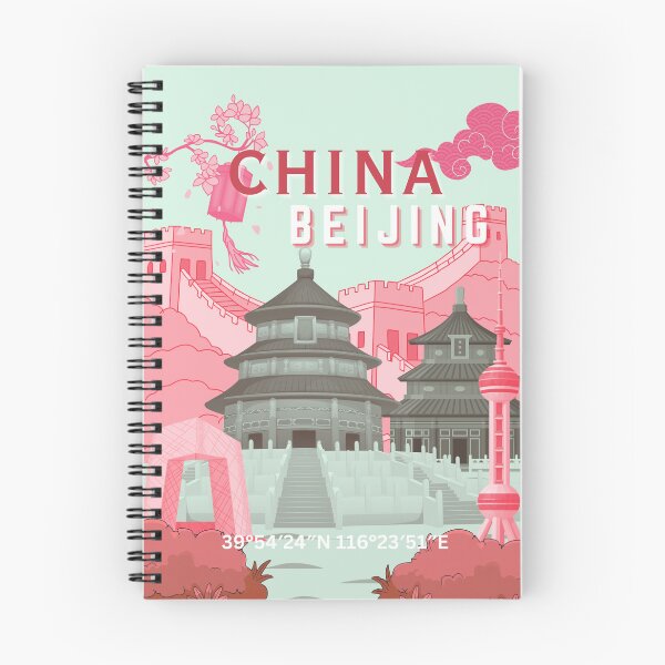 Item preview, Beijing China Travel Poster | Mint Green & Pink Coral Illustration Wall Art designed and sold by Magic Love Art Print.