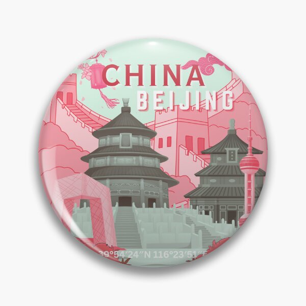 Item preview, Beijing China Travel Poster | Mint Green & Pink Coral Illustration Wall Art designed and sold by Magic Love Art Print.