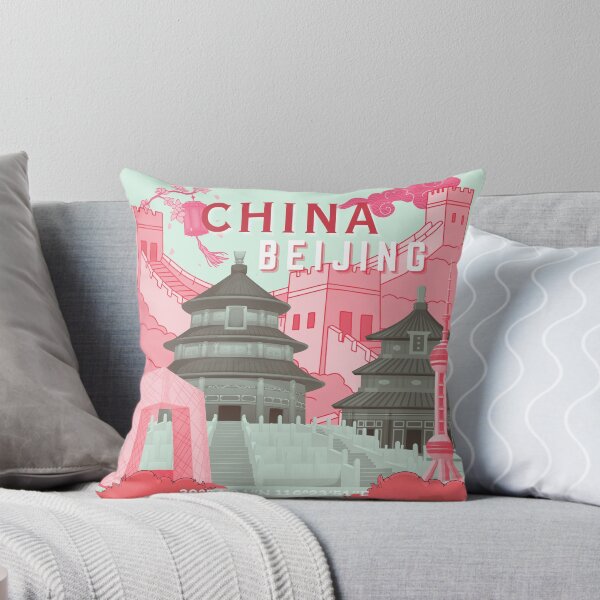 Item preview, Beijing China Travel Poster | Mint Green & Pink Coral Illustration Wall Art designed and sold by Magic Love Art Print.