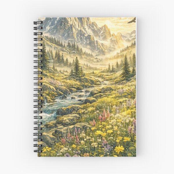 Item preview, Alpine Meadow Wildflowers: Mountain Valley Stream Spring Landscape Flowers designed and sold by irfanshikh.