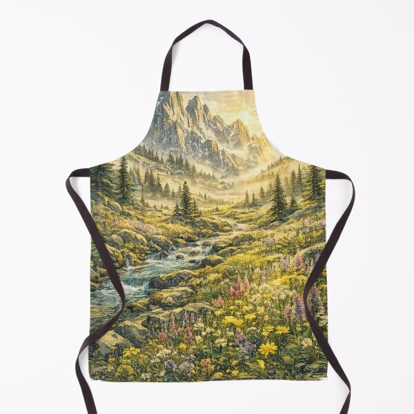 Item preview, Alpine Meadow Wildflowers: Mountain Valley Stream Spring Landscape Flowers designed and sold by irfanshikh.
