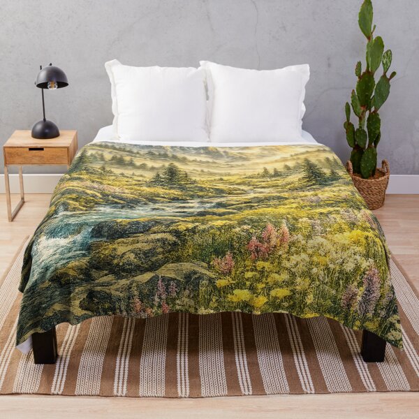 Item preview, Alpine Meadow Wildflowers: Mountain Valley Stream Spring Landscape Flowers designed and sold by irfanshikh.