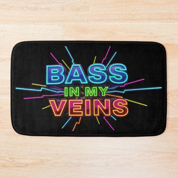 Item preview, Bass In My Veins Neon Electric EDM Rave Typography designed and sold by DigitalArtx-com.