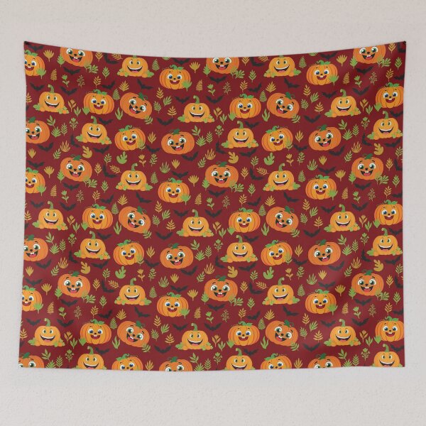 Item preview, Cute halloween pumpkin seamless pattern with smiling Jack  O Lanterns designed and sold by AlicinaM.