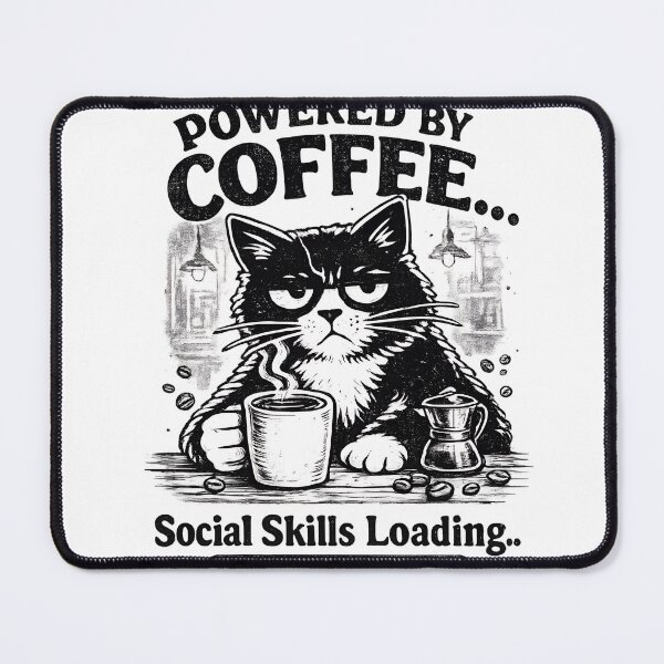 Item preview, Powered By Coffee Social Skills Loading Funny Cat T-Shirt | Grumpy Coffee Lover Design designed and sold by Rx Graphic Studio.