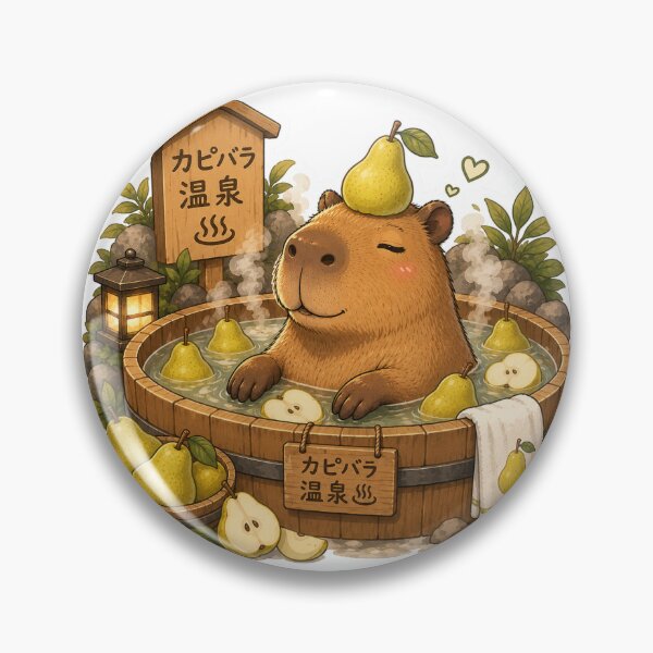 Item preview, Capybara Onsen – Pear Bath Illustration designed and sold by SMARTKIT  DESIGNAGENCY.