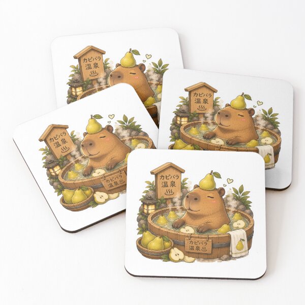 Item preview, Capybara Onsen – Pear Bath Illustration designed and sold by SMARTKIT  DESIGNAGENCY.