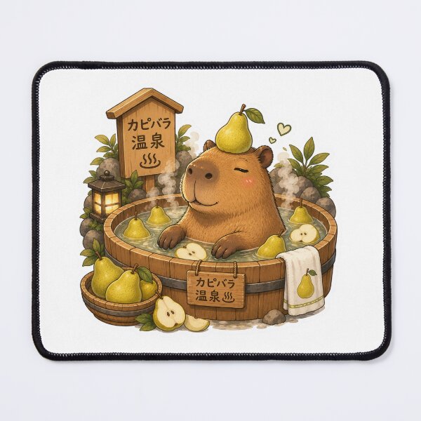 Item preview, Capybara Onsen – Pear Bath Illustration designed and sold by SMARTKIT  DESIGNAGENCY.