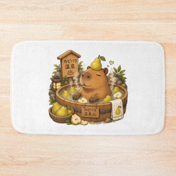 Item preview, Capybara Onsen – Pear Bath Illustration designed and sold by SMARTKIT  DESIGNAGENCY.