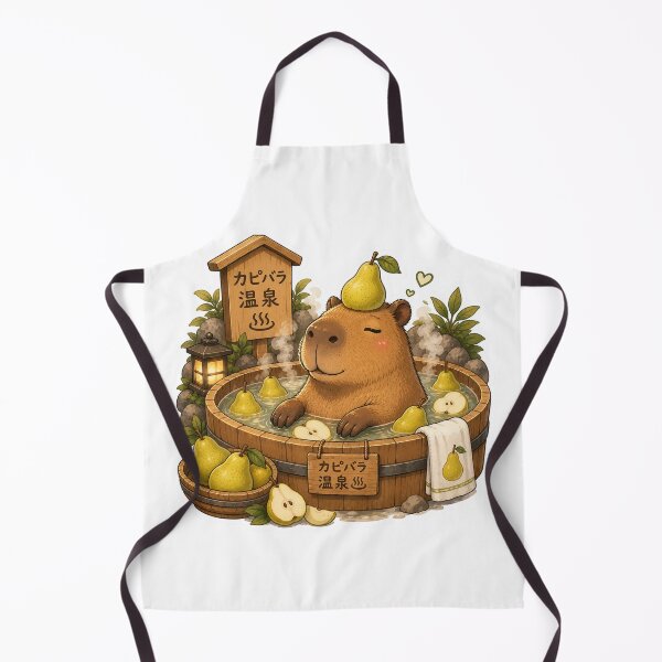 Item preview, Capybara Onsen – Pear Bath Illustration designed and sold by SMARTKIT DESIGNAGENCY.
