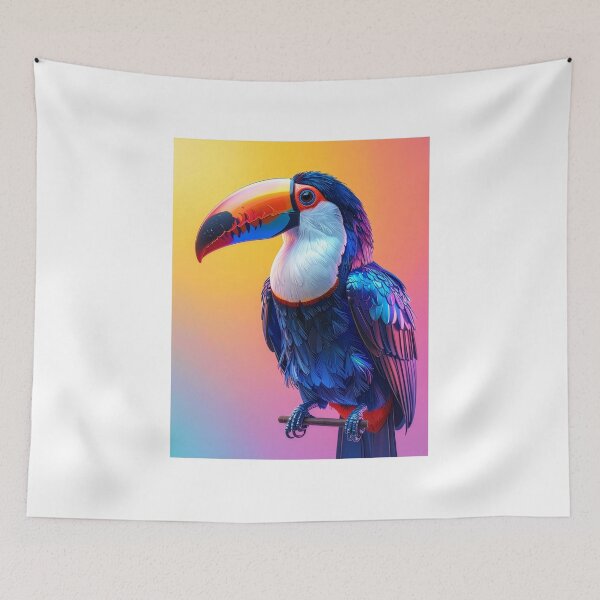 Item preview, Perched toucan exotic bird art bold beak painterly jungle illustration colorful poster decor designed and sold by icemanphotos.