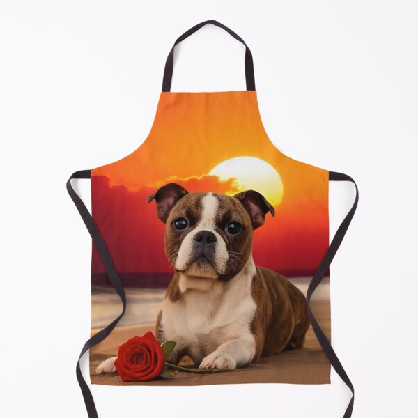Item preview, Cute Bulldog Puppy with a Romantic Beach Setting and a red Rose. designed and sold by Segasprojects.