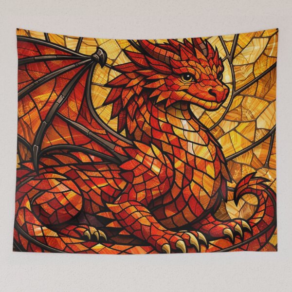 Item preview, Fiery Dragon Stained Glass Fantasy Art designed and sold by Karszul.