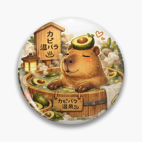 Item preview, Capybara Onsen – Avocado Bath Illustration designed and sold by SMARTKIT  DESIGNAGENCY.