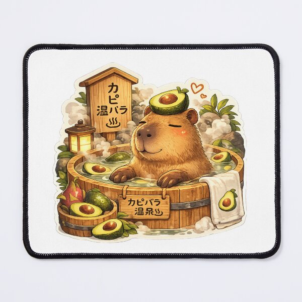 Item preview, Capybara Onsen – Avocado Bath Illustration designed and sold by SMARTKIT DESIGNAGENCY.
