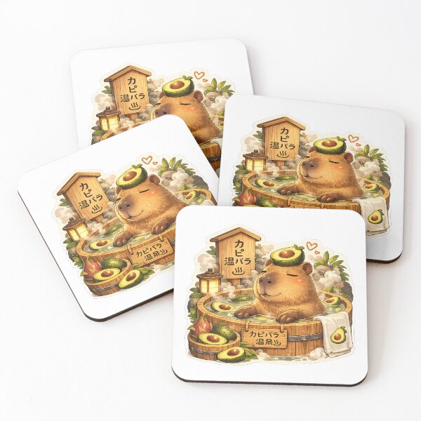Item preview, Capybara Onsen – Avocado Bath Illustration designed and sold by SMARTKIT  DESIGNAGENCY.