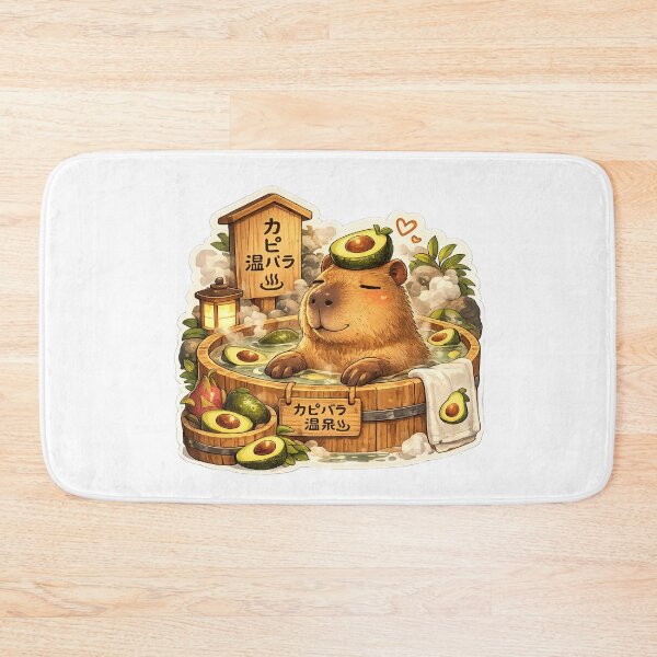 Item preview, Capybara Onsen – Avocado Bath Illustration designed and sold by SMARTKIT  DESIGNAGENCY.