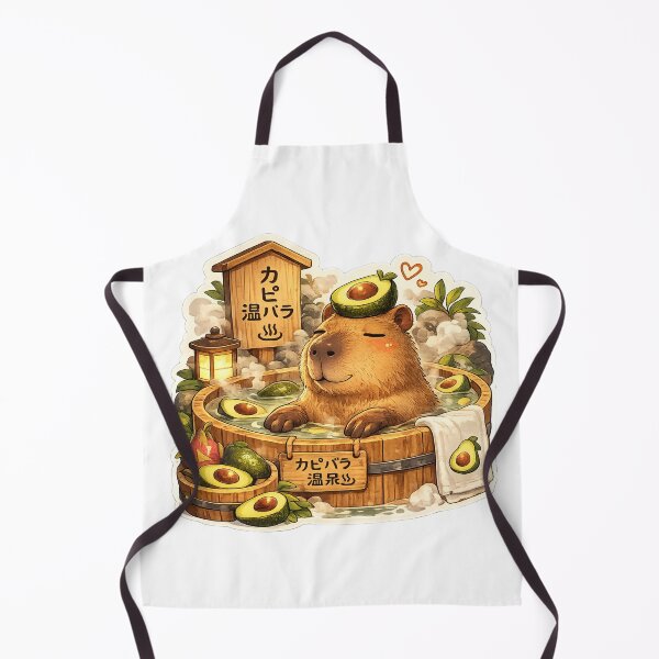 Item preview, Capybara Onsen – Avocado Bath Illustration designed and sold by SMARTKIT DESIGNAGENCY.