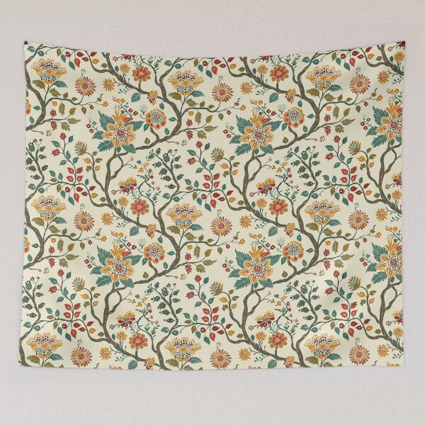 Item preview, Vintage Indian Kalamkari Floral Pattern designed and sold by Hanna Ryan.