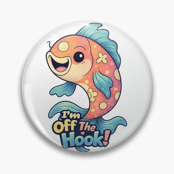 Item preview, Off the Hook Sticker – Cute Kawaii Fish Pun Art designed and sold by SoftSproutstu.