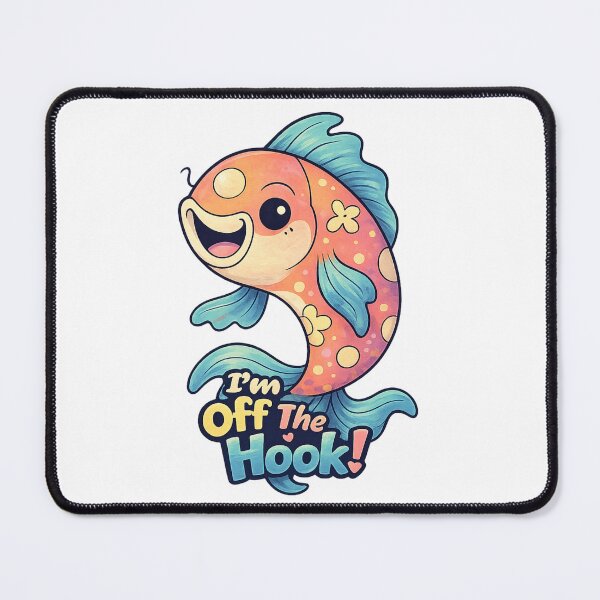 Item preview, Off the Hook Sticker – Cute Kawaii Fish Pun Art designed and sold by SoftSproutstu.