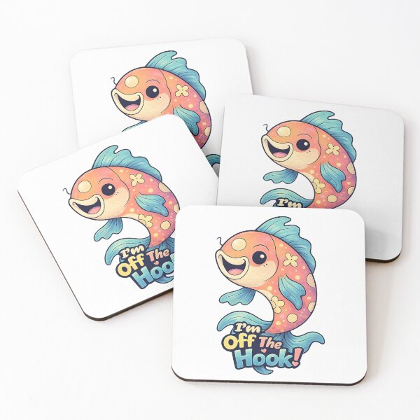 Item preview, Off the Hook Sticker – Cute Kawaii Fish Pun Art designed and sold by SoftSproutstu.