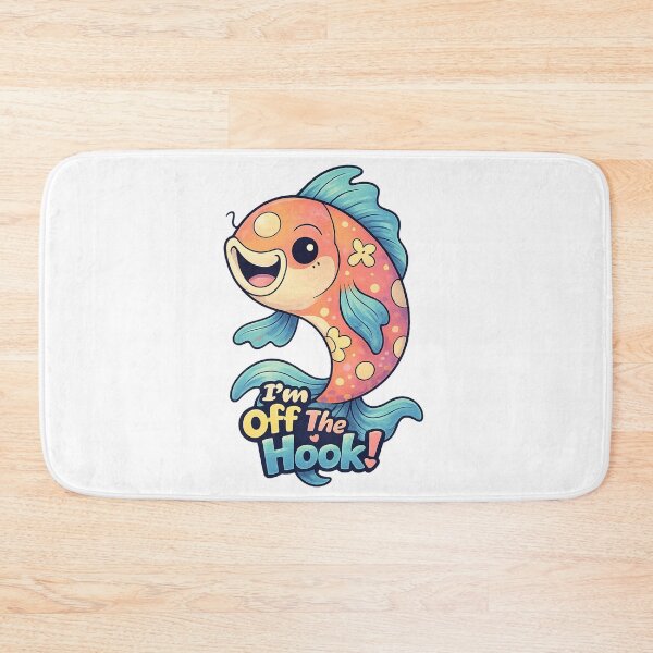 Item preview, Off the Hook Sticker – Cute Kawaii Fish Pun Art designed and sold by SoftSproutstu.