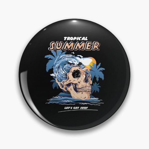 Item preview, Tropical Summer Skull Surf - Beach Wave Vacation  designed and sold by Gbriel3.