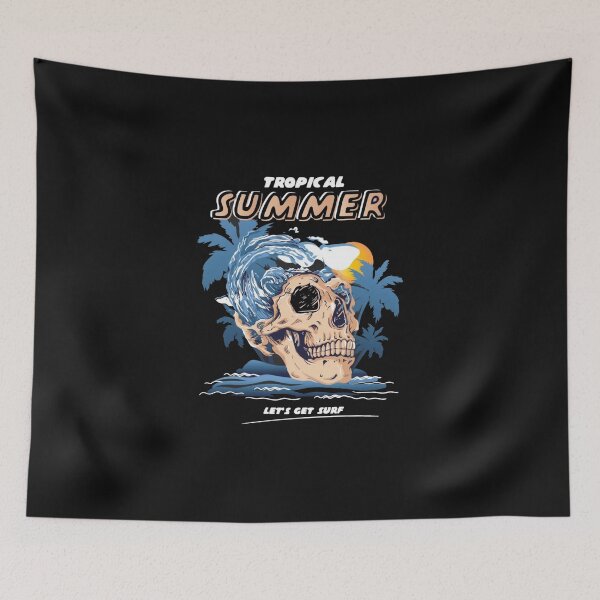 Item preview, Tropical Summer Skull Surf - Beach Wave Vacation  designed and sold by Gbriel3.