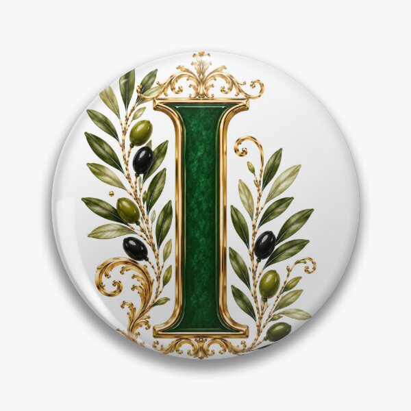 Item preview, Elegant Letter I Monogram with Olive Branches & Gold Botanical Design | Luxury Green Floral Initial designed and sold by MoodLay.