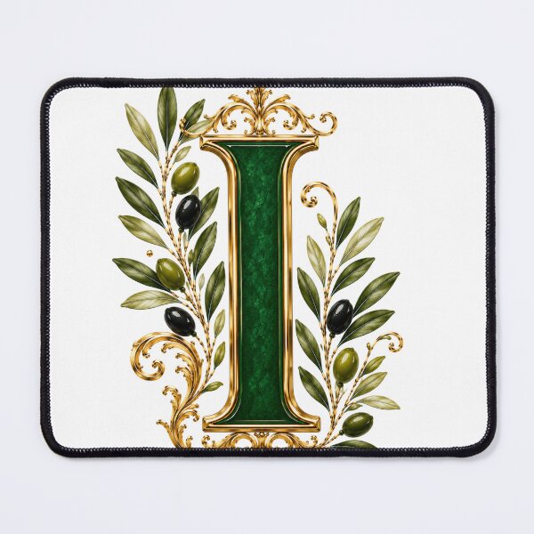 Item preview, Elegant Letter I Monogram with Olive Branches & Gold Botanical Design | Luxury Green Floral Initial designed and sold by MoodLay.
