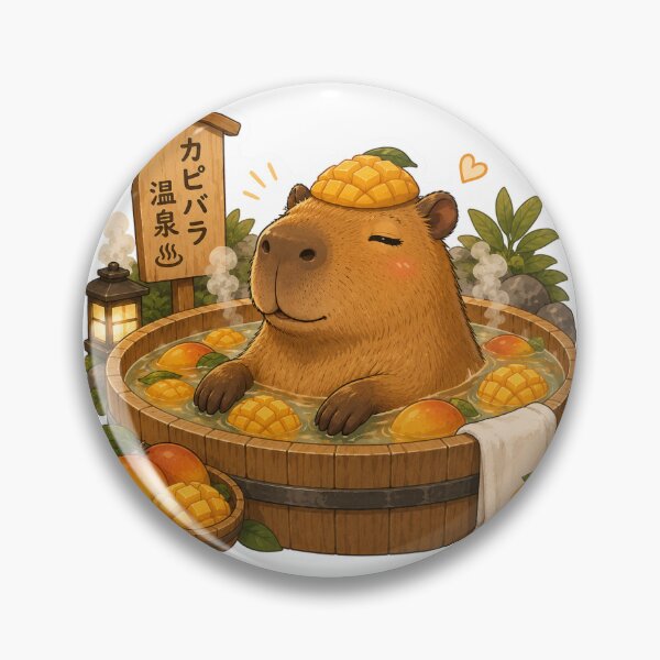 Item preview, Capybara Onsen – Mango Bath Illustration designed and sold by SMARTKIT  DESIGNAGENCY.