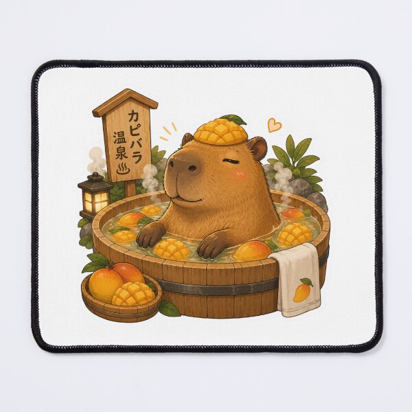 Item preview, Capybara Onsen – Mango Bath Illustration designed and sold by SMARTKIT DESIGNAGENCY.
