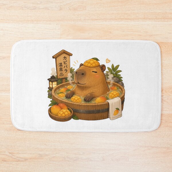 Item preview, Capybara Onsen – Mango Bath Illustration designed and sold by SMARTKIT  DESIGNAGENCY.