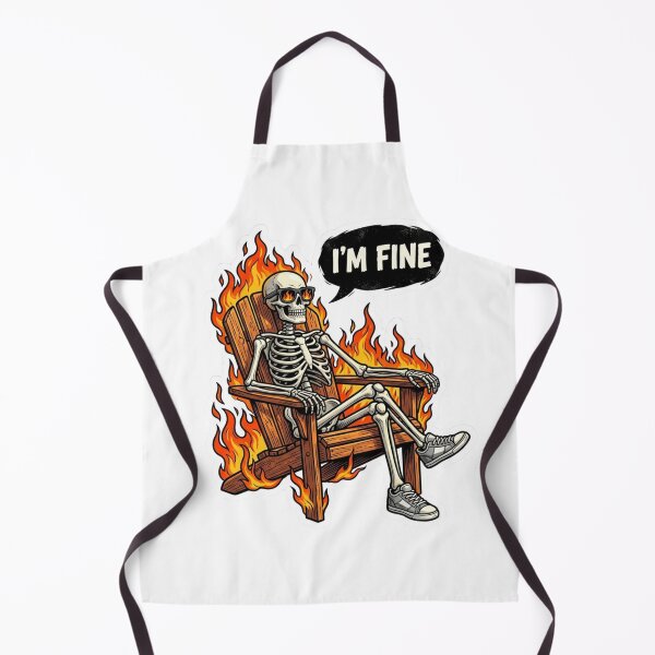 Item preview, I'm Fine Skeleton Sitting In Fire Meme designed and sold by raedattia.