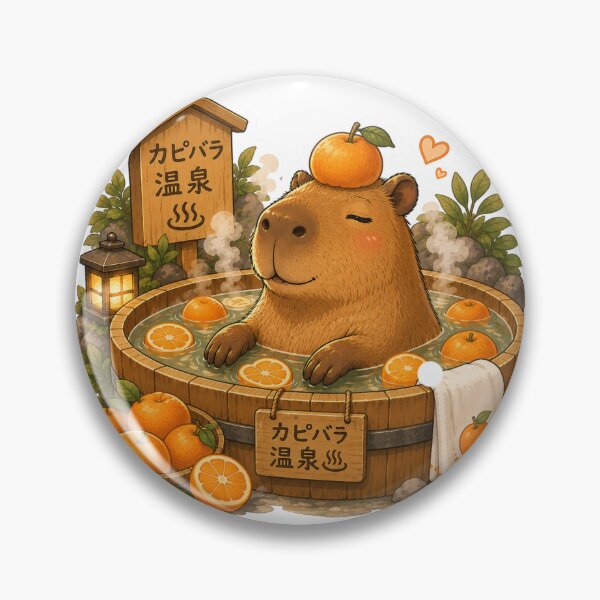 Item preview, Capybara Onsen – Orange Bath Illustration designed and sold by SMARTKIT  DESIGNAGENCY.