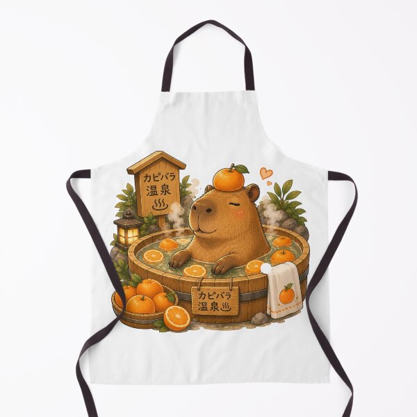 Item preview, Capybara Onsen – Orange Bath Illustration designed and sold by SMARTKIT DESIGNAGENCY.
