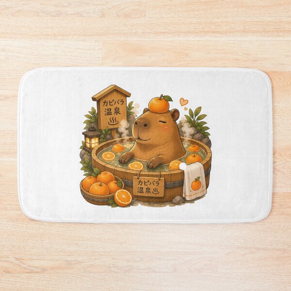Item preview, Capybara Onsen – Orange Bath Illustration designed and sold by SMARTKIT  DESIGNAGENCY.