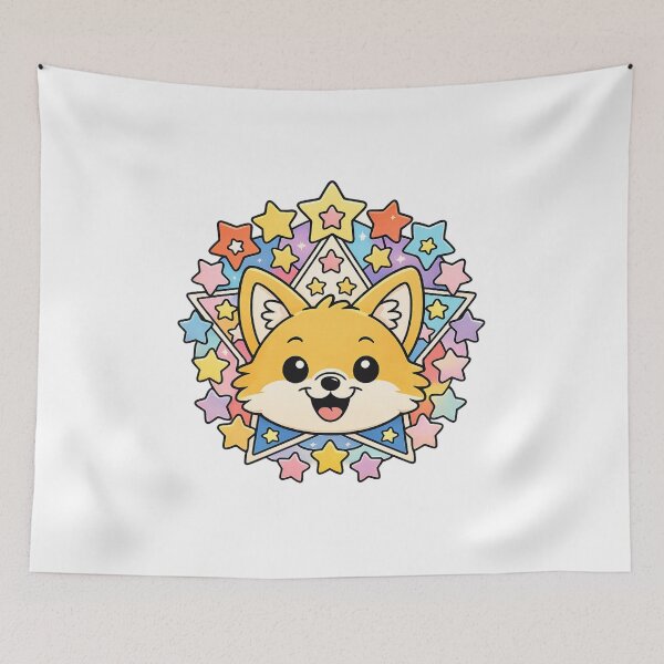 Item preview, Kawaii Fox Sticker – Rainbow Star Mandala Cute Art designed and sold by SoftSproutstu.