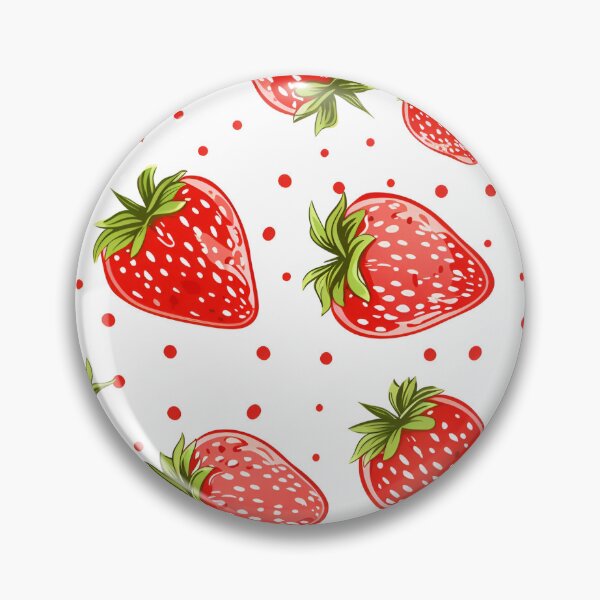 Item preview, Strawberries and Dots on White – Red, Green & White Seamless Fruit Pattern designed and sold by EmeraldeaArt.