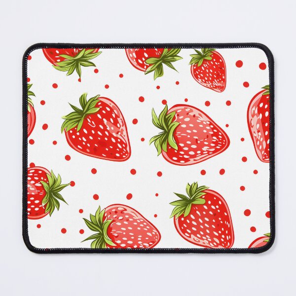 Item preview, Strawberries and Dots on White – Red, Green & White Seamless Fruit Pattern designed and sold by EmeraldeaArt.