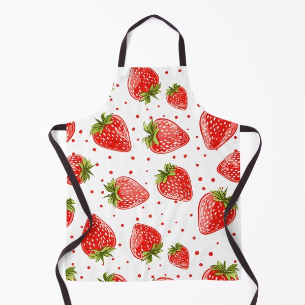 Item preview, Strawberries and Dots on White – Red, Green & White Seamless Fruit Pattern designed and sold by EmeraldeaArt.