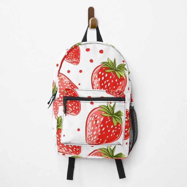 Item preview, Strawberries and Dots on White – Red, Green & White Seamless Fruit Pattern designed and sold by EmeraldeaArt.