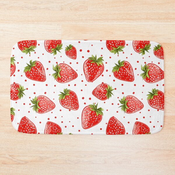 Item preview, Strawberries and Dots on White – Red, Green & White Seamless Fruit Pattern designed and sold by EmeraldeaArt.