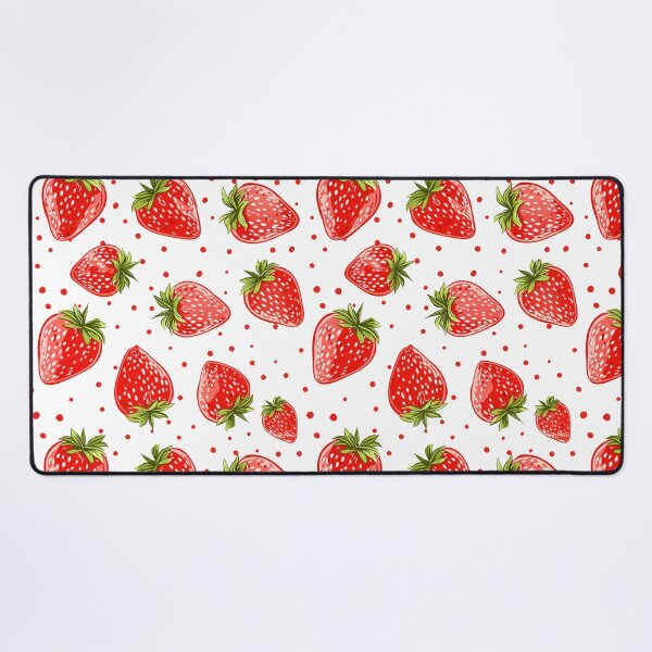 Item preview, Strawberries and Dots on White – Red, Green & White Seamless Fruit Pattern designed and sold by EmeraldeaArt.