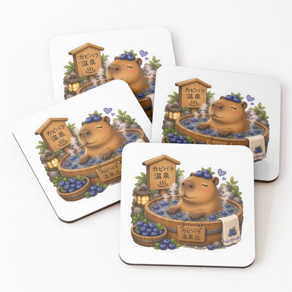 Item preview, Capybara Onsen – Blueberry Bath Illustration designed and sold by SMARTKIT  DESIGNAGENCY.