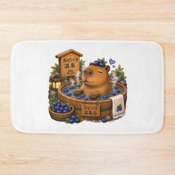 Item preview, Capybara Onsen – Blueberry Bath Illustration designed and sold by SMARTKIT  DESIGNAGENCY.