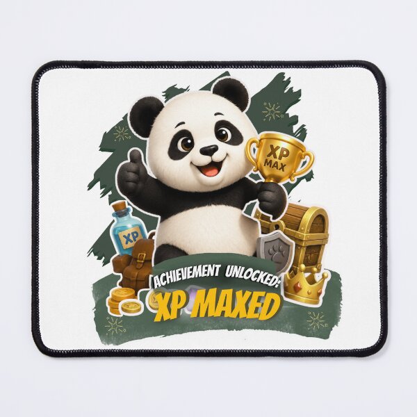 Item preview, Cute Gamer Panda XP Maxed Achievement Unlocked Gaming Sticker designed and sold by EnginerdStudio.