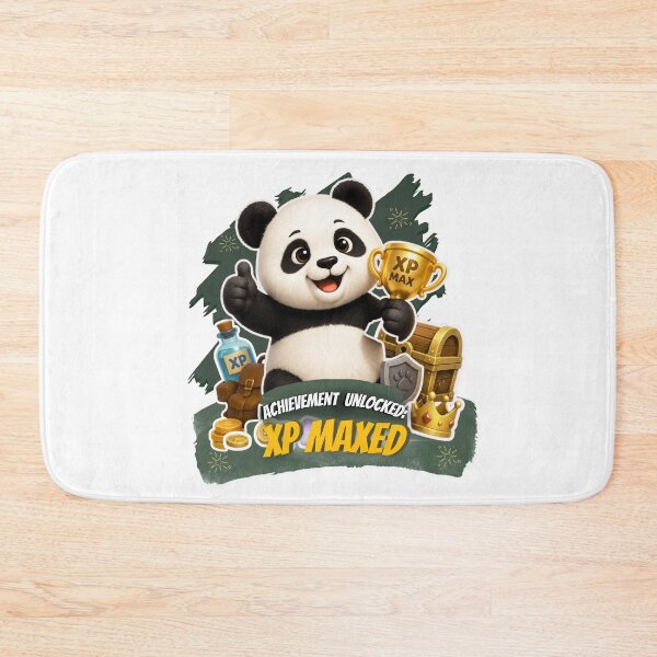 Item preview, Cute Gamer Panda XP Maxed Achievement Unlocked Gaming Sticker designed and sold by EnginerdStudio.