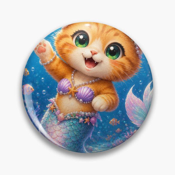 Item preview, Cute Mermaid Cat Kitten Exploring Underwater Coral Reef designed and sold by Moody Vibes Studio.